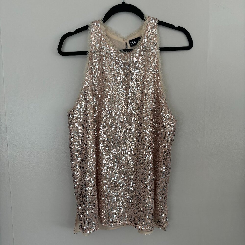 Blush Sequined Racer Back Top